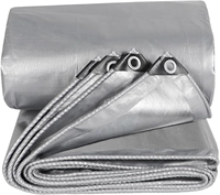 Bâche en PE imperméable argentée et noire pour extérieur, pour chantier de construction, protection des matériaux de construction