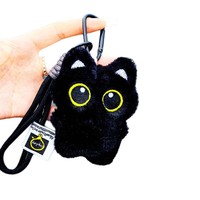 Porte-clés Noir Amusant Chaton Diable Adorable, Pendentifs pour Fête et Halloween, Décoration de Sac, Cadeau pour Couple