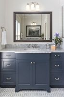 Meuble de salle de bain moderne CBMmart avec vasque simple, meuble de salle de bain autoportant bleu avec miroir LED, lavabo, meuble de salle de bain