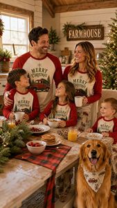 Pigiami Natalizi Coordinati per Famiglia 2026, Maniche Lunghe in Morbido Poliestere con Stampa Babbo Natale e Lettere per Donne, Uomini e Bambini - Product Image 3