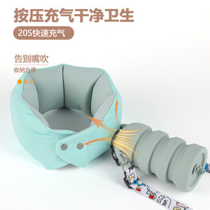 Inflatable U-Shaped <b>Neck</b> <b>Pillow</b> 28x26x14cm Portable Travel <b>Pillow</b> For Airplane And Office Use Sky Blue - Product Image 3