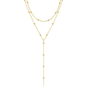 Collar Lariat Minimalista con Cuentas en Capas, Joyería Diaria para Ella, Chapado en <span class=keywords><strong>Oro</strong></span> <span class=keywords><strong>de</strong></span> 18K, Acero Inoxidable - Product Image 5