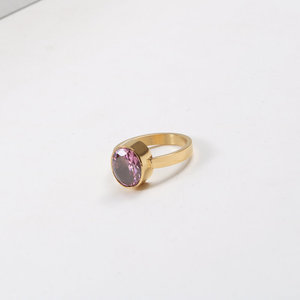 Goojoolim — bague en acier inoxydable plaqué or 18K pour femmes, bijou en gros diamant violet, noir - Product Image 4