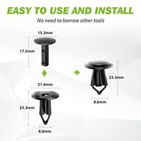 100 pièces de clips de fixation de pare-chocs de voiture en nylon de type poussoir, avec trou de 8 mm, pour garde-boue UTV/ATV