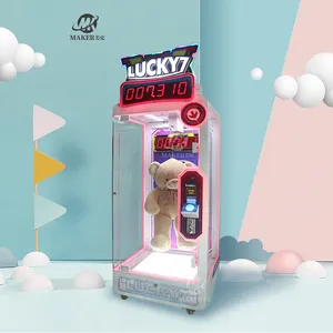 Mesin hadiah potongan gunting mesin kustom Pink Lucky 7 Arcade dioperasikan koin Game cakar hadiah mesin pemotong hadiah mesin penjual otomatis