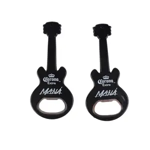 Kreativer Gitarren schlüssel bund Doppelseitig bedruckbares Logo Music Bar Wein bierflaschen öffner mit Schlüssel ring