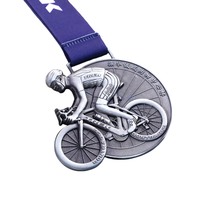 Médaille d'or de vélo en relief 3D personnalisée Médailles de cyclisme en métal sportif avec ruban