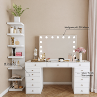 Coiffeuse de fabricant avec miroir à ampoules LED et tiroirs de rangement, vente en gros de coiffeuses de maquillage pour les achats en vrac