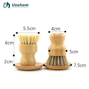 Fregadero de cocina, sisal natural + palmeras de coco y cepillo de limpieza de bambú vegetal, Juego de cepillos de limpieza de platos con base de Bambú - Product Image 3
