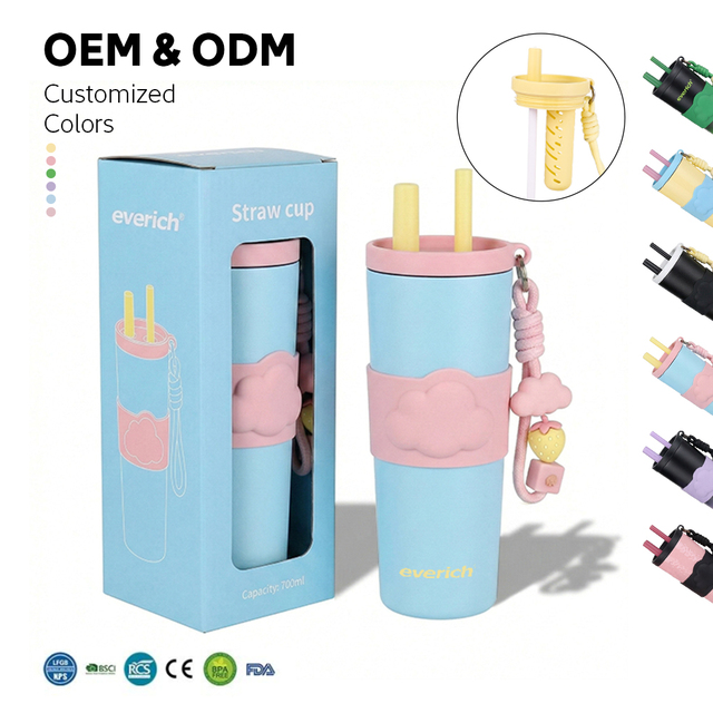 New Style Stainless Steel Vacuum Flask Features a Straw, Eco-Friendly, Large Capacity, and Portable