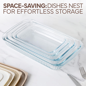 Ensemble de récipients rectangulaires en verre borosilicate de haute qualité Plat à four en verre avec couvercles pour la cuisine et la préparation des repas en famille, articles ménagers - Product Image 2