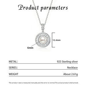 Radiant Natural Freshwater Pearl Pendant Necklace Silver Plated <b>Copper</b> Jewelry Halo Choker Women Bridal - Product Image 6