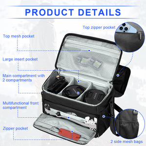 Camera Bag Crossbody DSLR SLR Mirrorless Compact Nylon Waterproof Storage Case for Photography Equipment - Product Image 2