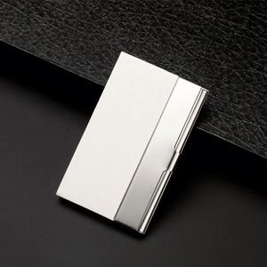 Custom Logo Silver Metal Name Card Case Stainless Steel PU Business Card <b>Holder</b> for BusinessLuxury Business Card Case - Product Image 3