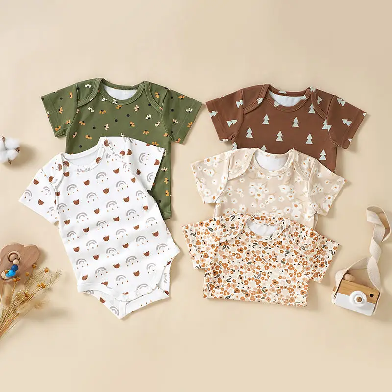 卸売幼児平服新生児服0-1歳無地ワンシー男の子と女の子赤ちゃんショートサマー