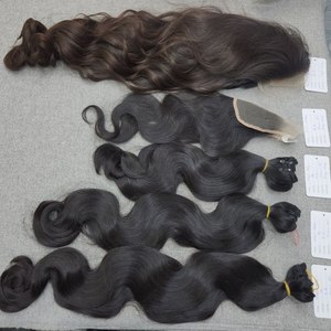 Venta al por mayor de extensión de cabello humano recto de hueso estirado doble, paquete de cabello humano de trama alineada con cutícula virgen de 6-24 pulgadas - Product Image 1