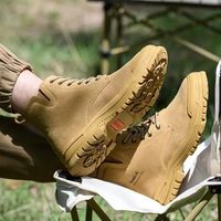 Bottes de sécurité en cuir suédé pour hommes, embout en acier, semelle intermédiaire en Kevlar, semelle en caoutchouc anti-perforation, chaussures de travail industrielles