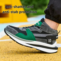 Chaussures de sécurité légères pour hommes, à embout d'acier, anti-perforation, en maille, confortables, avec semelle en caoutchouc, style décontracté, personnalisables pour le travail