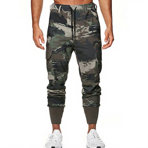 Men's Camouflage Cargo Jogger Pants Elastic Waist Drawstring Multiple Pockets Casual Autumn Wear Breathable Knitted Style - Product Image 1