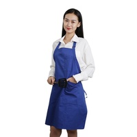 Tablier bleu roi réglable avec sangle de cou, poche à crayons et grandes poches cargo pour restaurants, supermarchés, salons