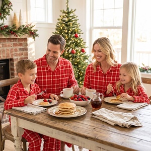 Nouveautés 2026 - Ensemble <span class=keywords><strong>de</strong></span> pyjamas <span class=keywords><strong>de</strong></span> Noël assortis pour la famille - Pyjamas <span class=keywords><strong>de</strong></span> Noël à carreaux écossais rouges pour hommes, femmes, garçons et filles - Pyjamas <span class=keywords><strong>de</strong></span> fête - Product Image 3