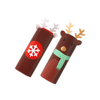 Santa Elk Shape Cute Cartoon Color Lollipop Card PVC Embalaje Serigrafía Impermeable para Chocolate Traje Decoraciones Stock