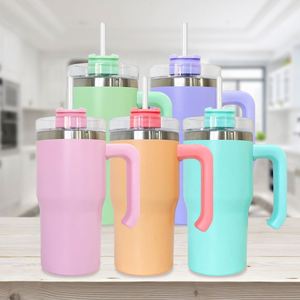 1 Pack Custom logo RTScandy <b>Macaron</b> Colored Blank Sublimation 20oz Stainless Steel Student Mugs with Handle for DIY Printing - Product Image 1