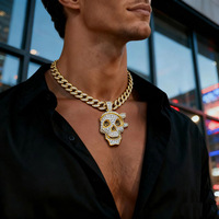 Collar de Cadena Cubana con Colgante de Calavera DJ de Aleación de Zinc, Chapado en Oro y Plata, para Hombres y Mujeres, Joyería Hip Hop, Regalo