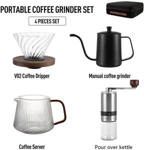 Minimalist Style Commercial Manual 4-Piece Stainless Steel Eco-Friendly <b>Coffee</b> Grinder Set Ceramic Blades Pour Tools Portable - Product Image 3