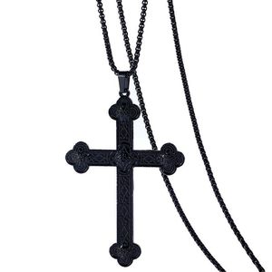 Collana di sottocultura Harajuku gotica giapponese per bambini alla moda nero retrò in lega di perline a croce ciondolo con maglie anniversari a catena - Product Image 5