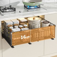 Organisateur d'épices sous l'évier de cuisine, tiroir extensible, étagères coulissantes silencieuses, sans perçage, organisateur de placard coulissant, étagère de rangement