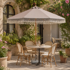 Parasol de plage en macramé de style européen, nouveau modèle bohème, pour patio extérieur, avec mât central en bois - Product Image 2