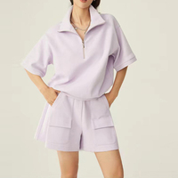 F230162 Tenues d'été avec logo personnalisé Ensemble short et t-shirt pour femme Deux pièces d'été Ensemble short de motard vierge pour femme