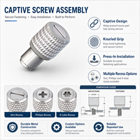 M3 6-32 Press-In Captive Screw 18mm Aluminum Knob Stainless Steel Spring Loaded Quick Release Panel Fastener