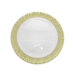 Premium-Qualität Tisch einstellungen Hochzeit Kunststoff Salat Dessert Teller Phantasie Spitze Design Rand Gerichte