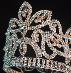 Corona <span class=keywords><strong>da</strong></span> <span class=keywords><strong>Re</strong></span> o Regina Completa e Rotonda, Grande e Alta, con Strass e Perle per Concorsi di Bellezza - Product Image 6