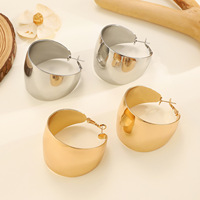 Mode à la mode avril bijoux Non-ternir large brillant Huggie Style Chris avril 316L acier inoxydable Pvd plaqué or boucles d'oreilles