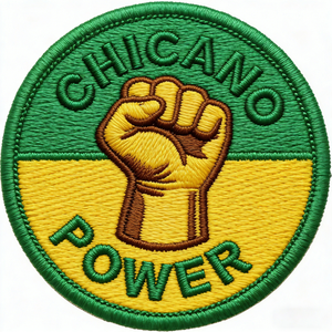 Écusson thermocollant personnalisé 'CHICANO POWER' en tissu brodé, style politique <span class=keywords><strong>mexicain</strong></span>-américain des années 60 et 70, pour chapeaux - Product Image 1