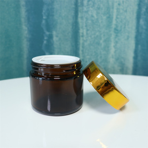 Tarro de crema cosmética de vidrio ámbar Tapas de rosca plateadas Tarro de vidrio de 50ml para crema facial y contenedor de mascarilla facial - Product Image 4