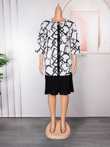 2024 African Print Lace <strong>Dress</strong> Turkey Design Plus Size Contrast Pleated <strong>Dress</strong> Women's Fashion Office <strong>Type</strong> Skirt - Product Image 6