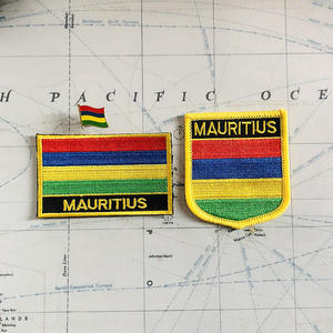 Écussons brodés drapeau national de <span class=keywords><strong>Maurice</strong></span>, badges en forme de bouclier et de carré, un ensemble pour la décoration de brassards et sacs à dos - Product Image 1