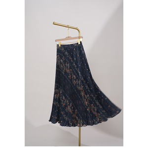 Falda Larga de Gasa con Estampado Floral y Pliegues Elegantes para Mujer, para Uso Diario en Primavera y Verano - Product Image 1