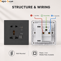 Prise murale universelle avec USB A et Type C 10A 2 prises 5V 2100mA/3100mA Prise de charge 4 couleurs OEM ODM