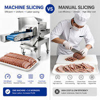 Mesin Pemotong Daging Deli Otomatis Komersial, Peralatan Pemotong Daging Sapi dan Ham yang Dimasak, Bahan Stainless Steel untuk Penggunaan Restoran