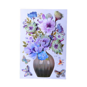 Vente en gros autocollant mural fleur couvercle <span class=keywords><strong>de</strong></span> vase autocollants <span class=keywords><strong>de</strong></span> <span class=keywords><strong>porte</strong></span> <span class=keywords><strong>de</strong></span> réfrigérateur décoration <span class=keywords><strong>de</strong></span> chambre d'adolescent décoration murale esthétique papier peint 3D affiche - Product Image 1