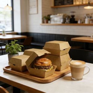 Boîte d'emballage personnalisée pour hamburgers et fast-food en carton alimentaire à emporter - Product Image 1