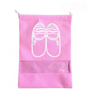 กระเป๋าใส่รองเท้าผ้าใยสังเคราะห์แบบผูกเชือกปากกระเป๋ารองเท้ากันฝุ่นกันฝุ่น - Product Image 6