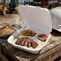 Boîte alimentaire jetable en mousse de polystyrène à compartiments, pour la vente en gros, boîte à lunch, boîte à emporter pour la restauration rapide