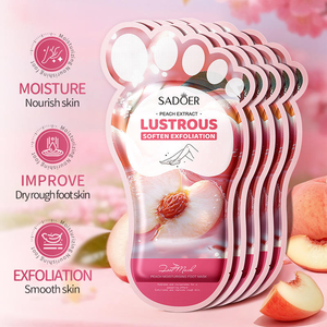 Masque exfoliant pour les pieds aux fruits (fraise, noix de coco, pêche) – Élimination des peaux mortes et des callosités – Soin des pieds secs – <span class=keywords><strong>Pédicure</strong></span> spa à <span class=keywords><strong>domicile</strong></span> - Product Image 5