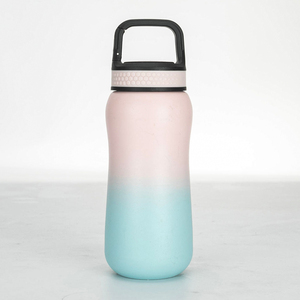 Bouteille isotherme personnalisée de 350 ml, sans BPA, écologique, avec revêtement en poudre couleur dégradée et couvercle de montagne - Product Image 1